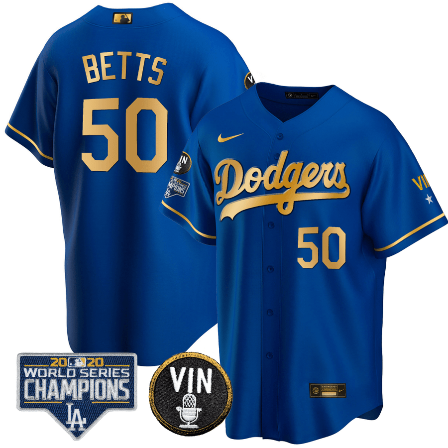 Los Angeles Dodgers Vin Scully Tribute Gold Trim Jersey – All