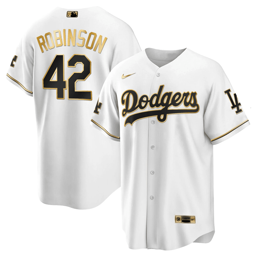 white and gold dodgers jersey