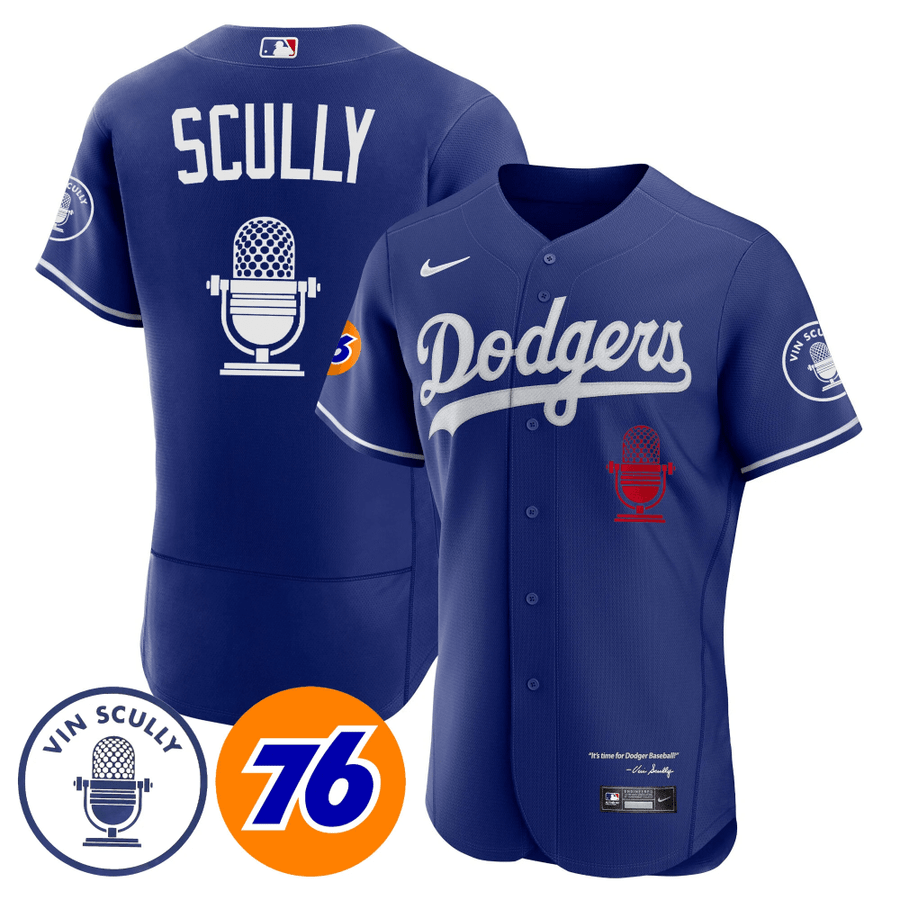 Men's Los Angeles Dodgers Vin Scully 76 Patch Jersey - All