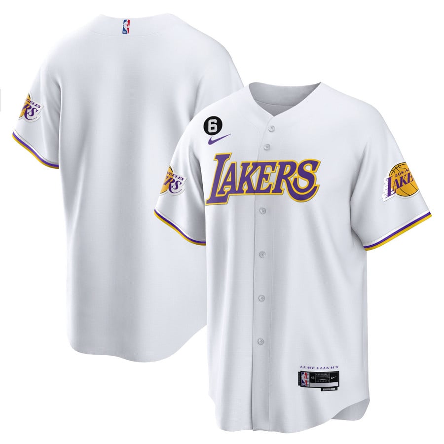 Los Angeles Lakers Men's Black Button Down Baseball Jersey