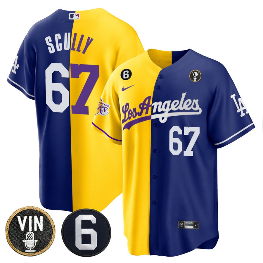 Split Dodgers - Lakers Cool Base Jersey - All Stitched