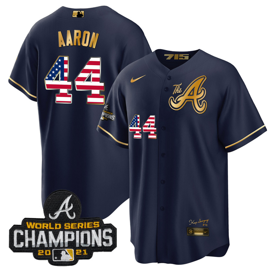 Men's Atlanta Braves The A Gold Flag Cool Base Jersey - All