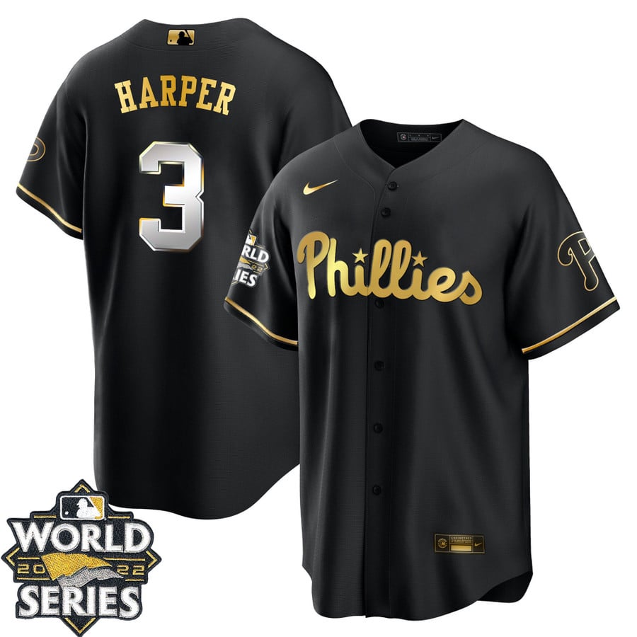 Youth's Philadelphia Phillies Gold 2022 World Series Jersey Limited- A