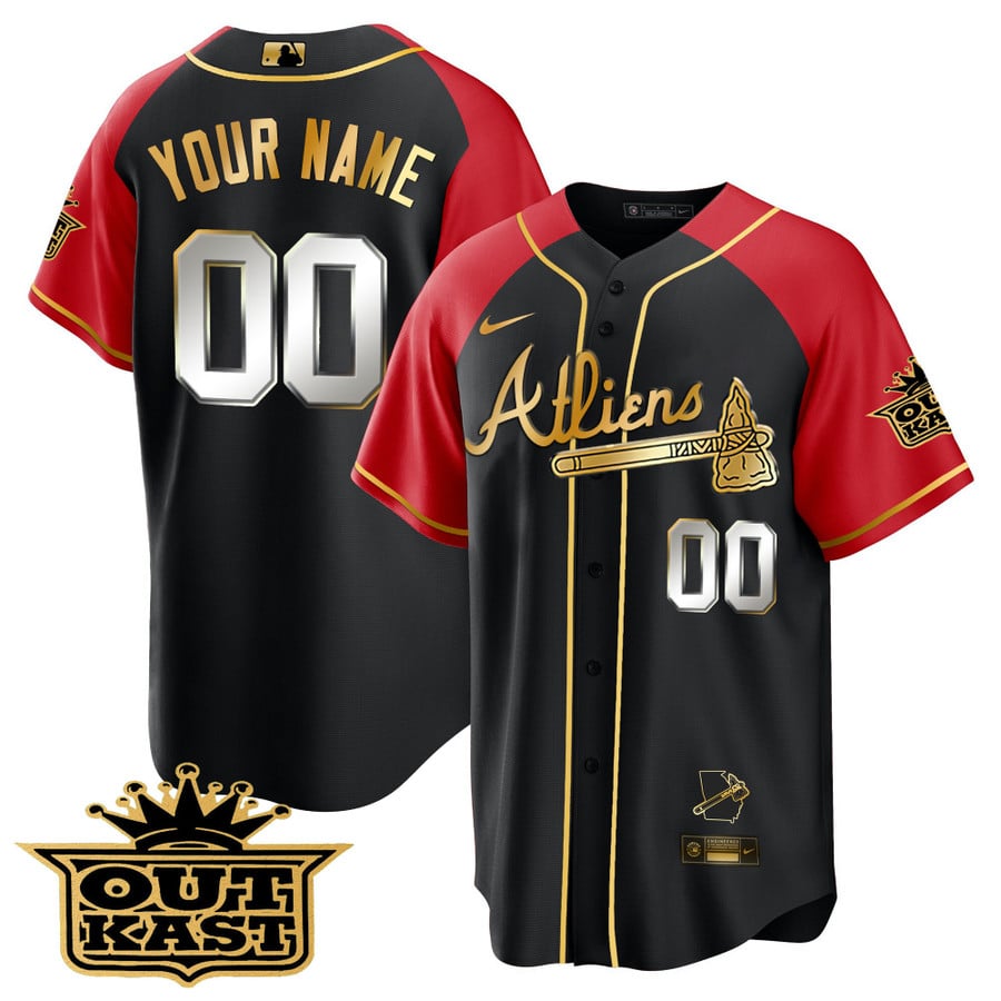 Atlanta Braves Atliens Gold Alternate Cool Base Custom Jersey