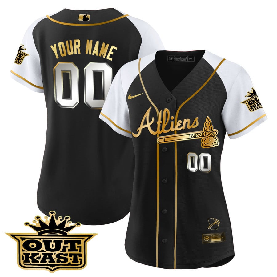 Atlanta Braves Atliens Gold Alternate Cool Base Custom Jersey