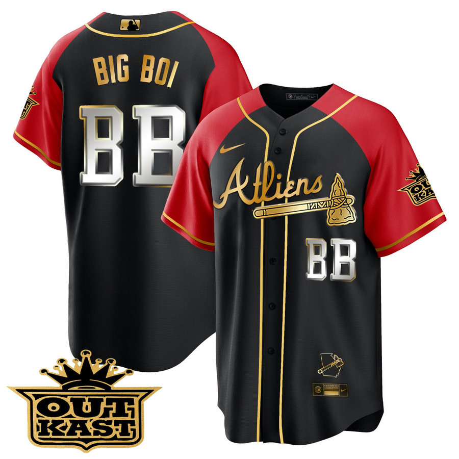 Atlanta Braves Atliens Gold Alternate Flex Base Custom Jersey