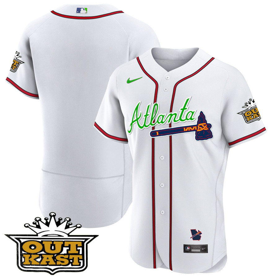 Atlanta Braves Majestic Home Flex Base Authentic Collection Team Jersey -  White