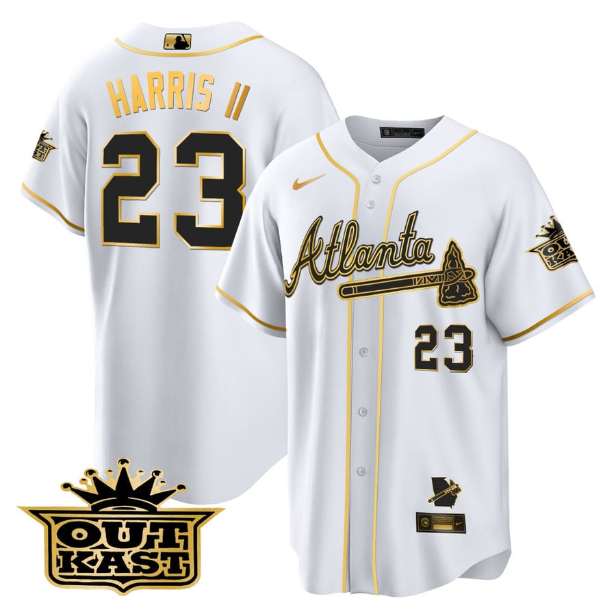 Atlanta Braves The A Gold Flag Custom Jersey - All Stitched - Vgear