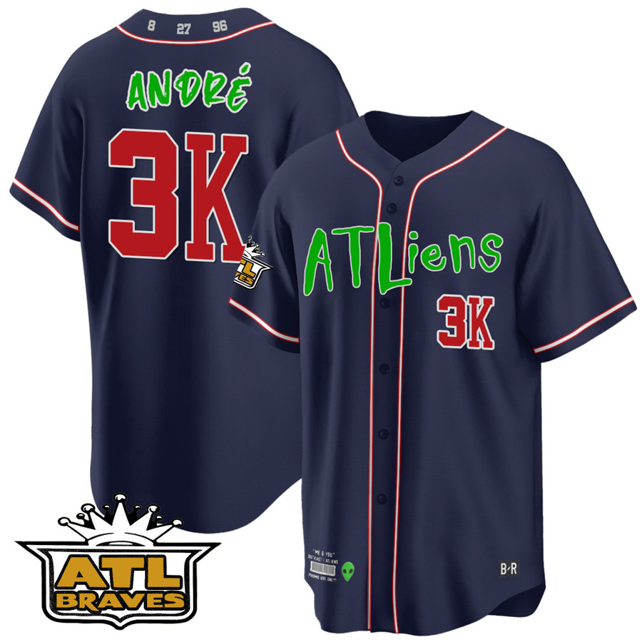 Men's Atlanta Braves Atliens ATL Patch Cool Base Jersey - All Stitched