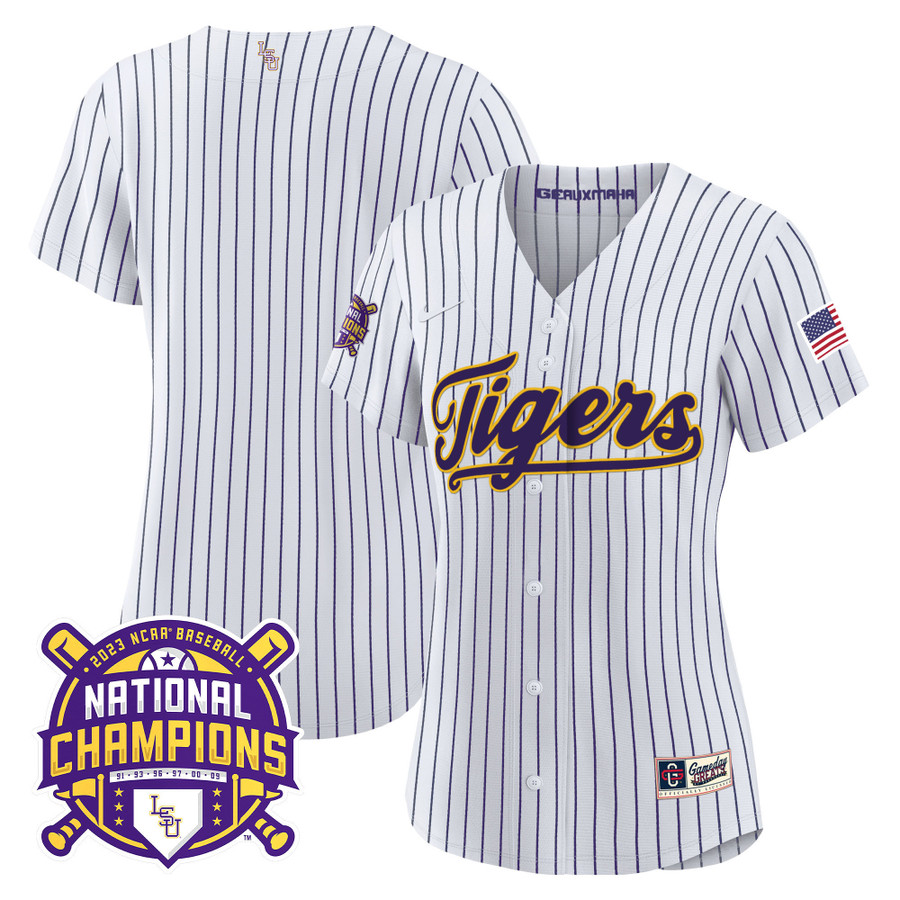 Women's LSU Tigers 2023 National Champions Gold Cool Jersey - All Stitched  - Vgear