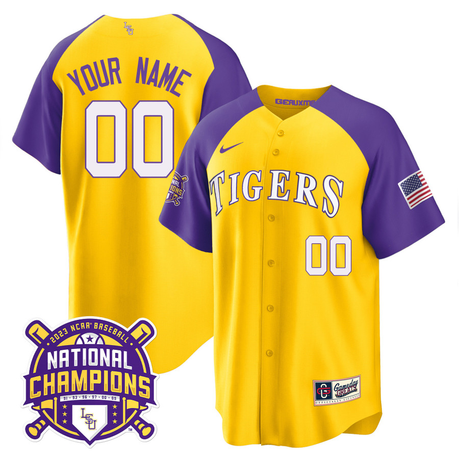 Women's LSU Tigers 2023 National Champions Gold Cool Jersey - All Stitched  - Vgear