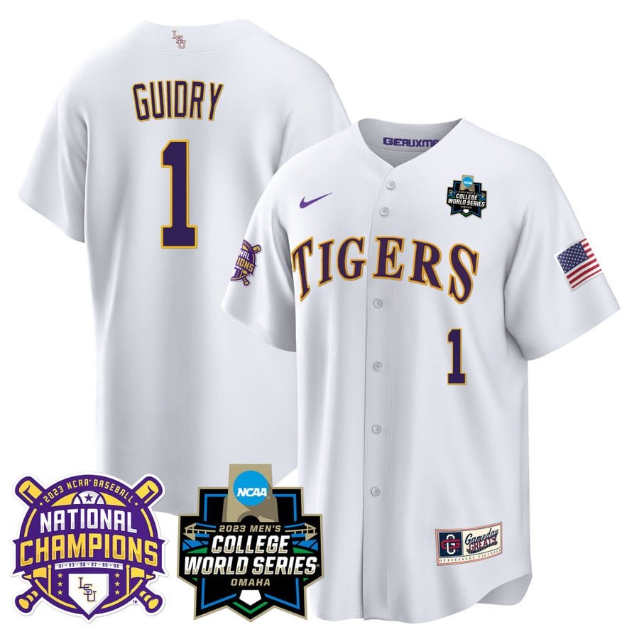 Men's LSU Tigers 2023 National Champions Gold Cool Jersey V3 - All Stitched  - Vgear