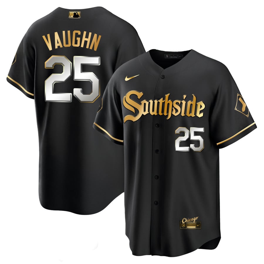 Men's Chicago White Sox Black Limited & Gold Jersey - All Stitched