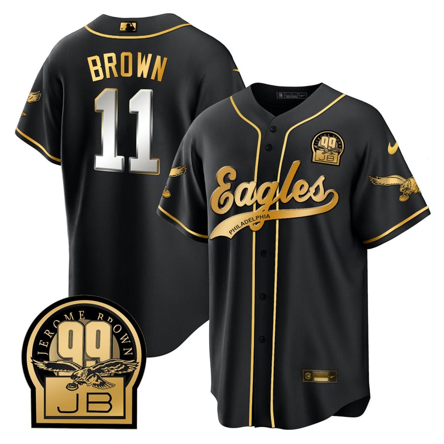 Eagles Jerome Brown Retired Patch Black Limited Baseball Jersey - All -  Vgear