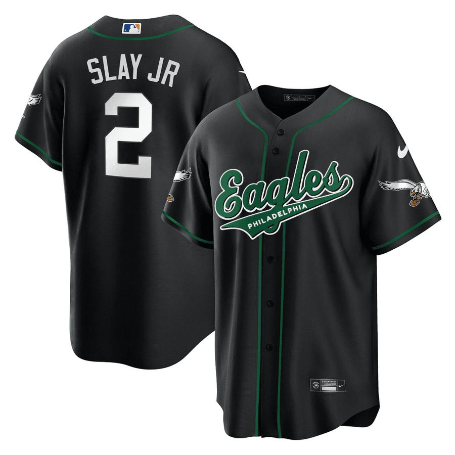 MEN'S EAGLES KELLY GREEN BASEBALL JERSEY - ALL STITCHED