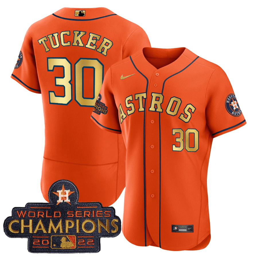 Men's Astros 2023 Champions Orange Gold Jersey - All Stitched - Vgear