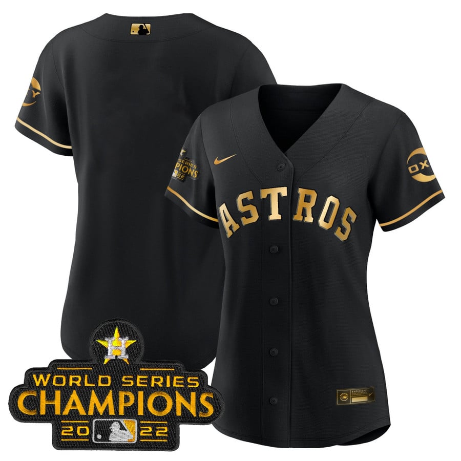 Houston Astros 2022 Champions Black Gold Rush Cool Base Jersey – All