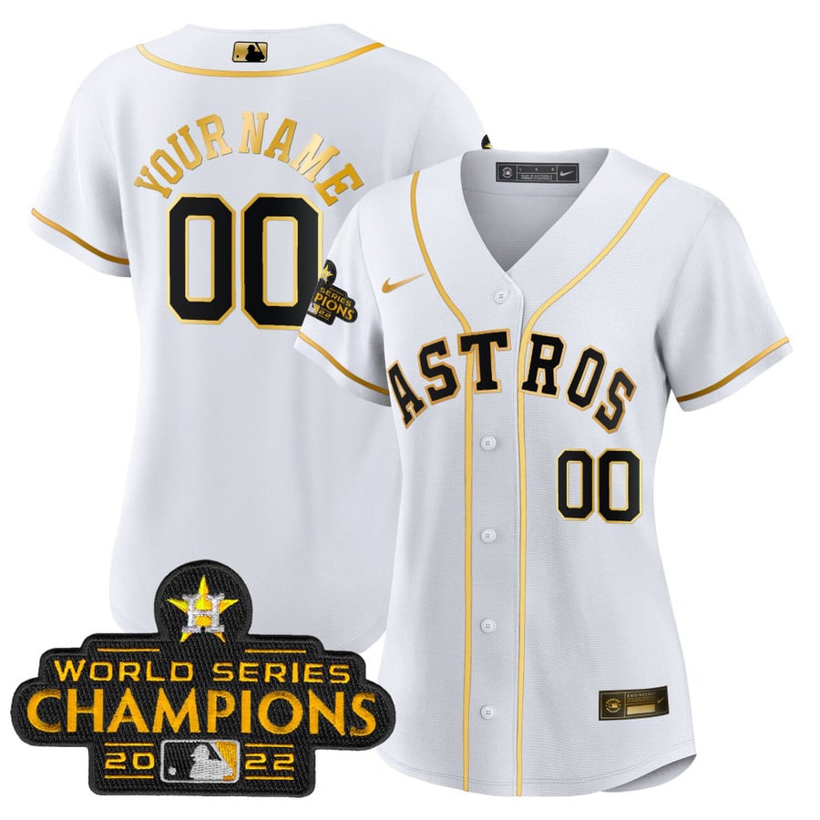 Astros 2023 Champions Orange Gold Custom Jersey - All Stitched - Vgear