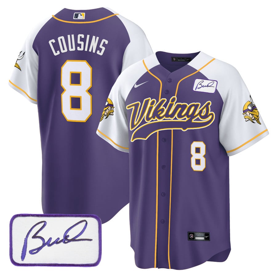 Men's Vikings Bud Grant Patch Classic Baseball Jersey - All Stitched