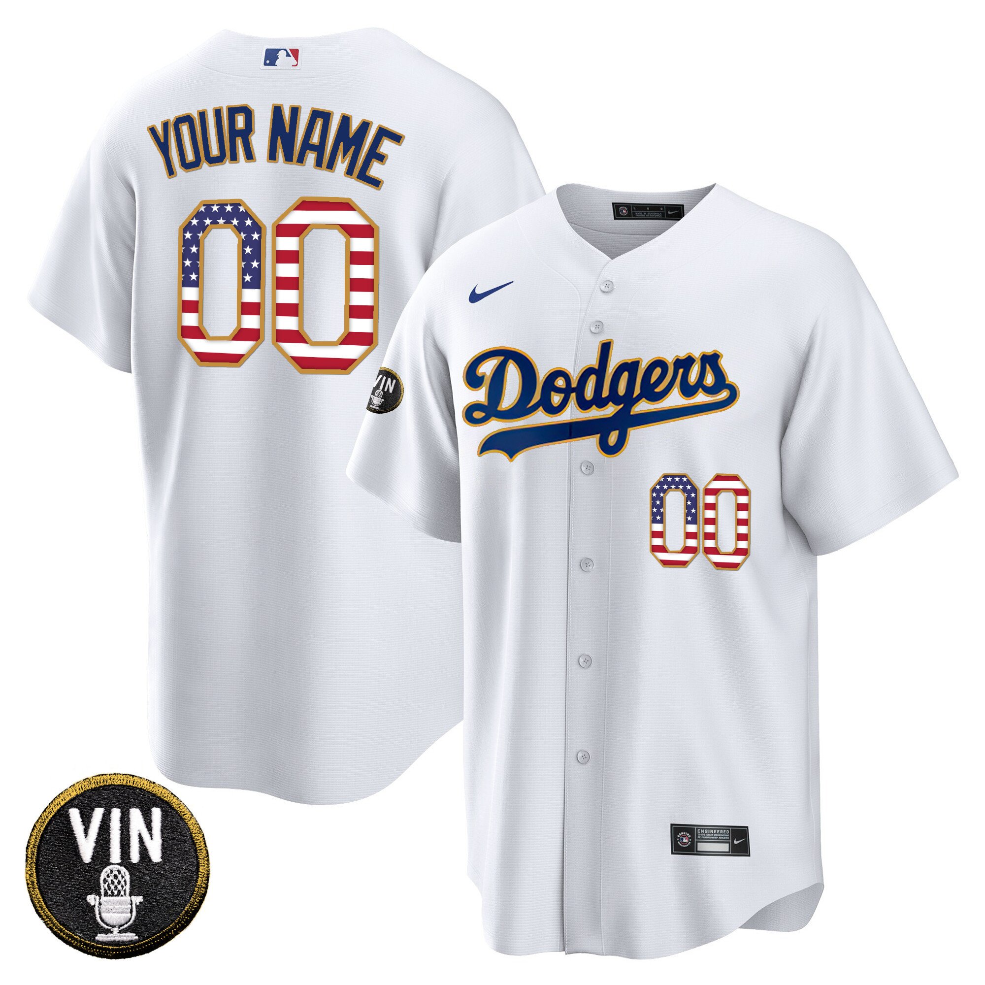 Men's Los Angeles Dodgers Cool Base Gold Jersey - All Stitched - Vgear