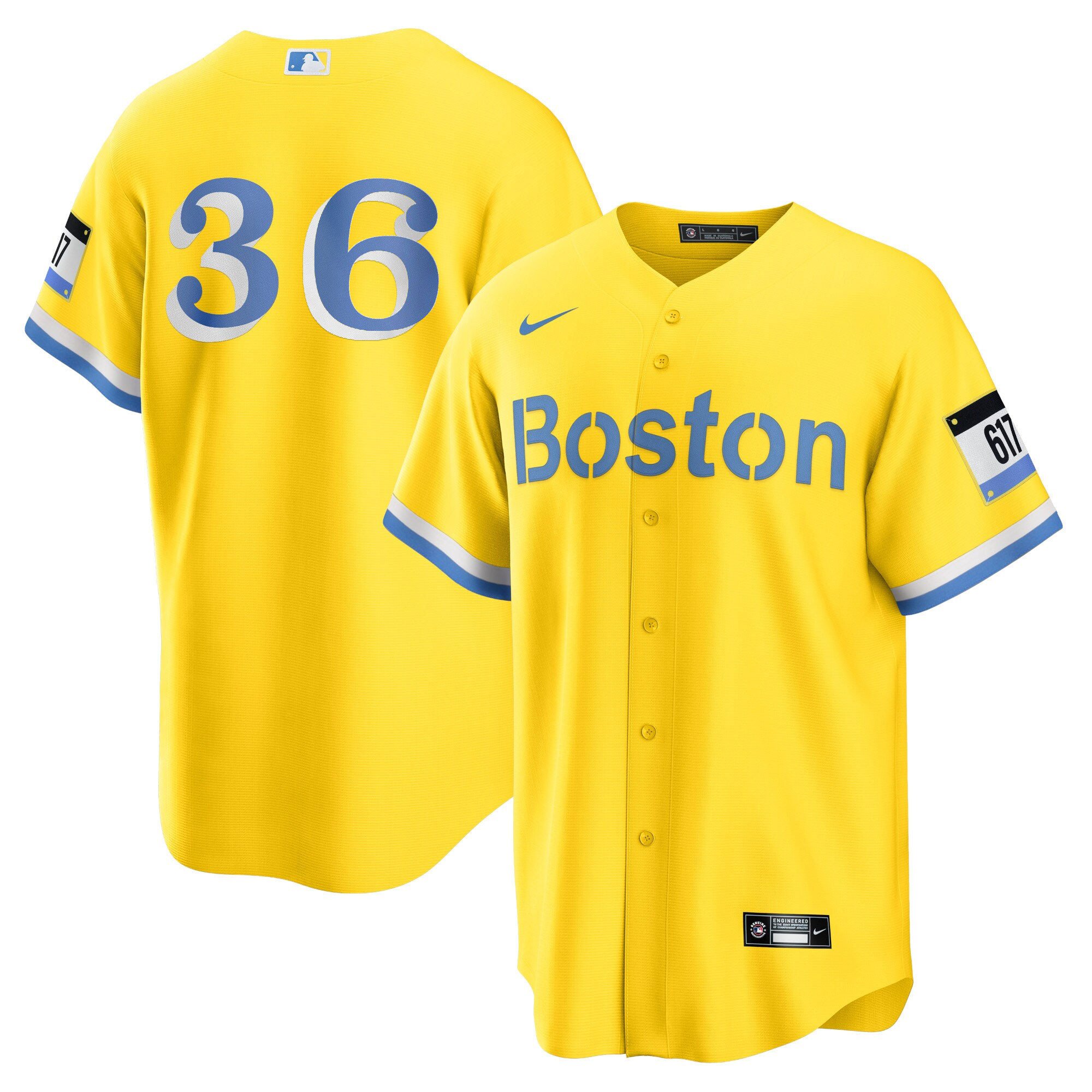 yellow boston red sox shirt