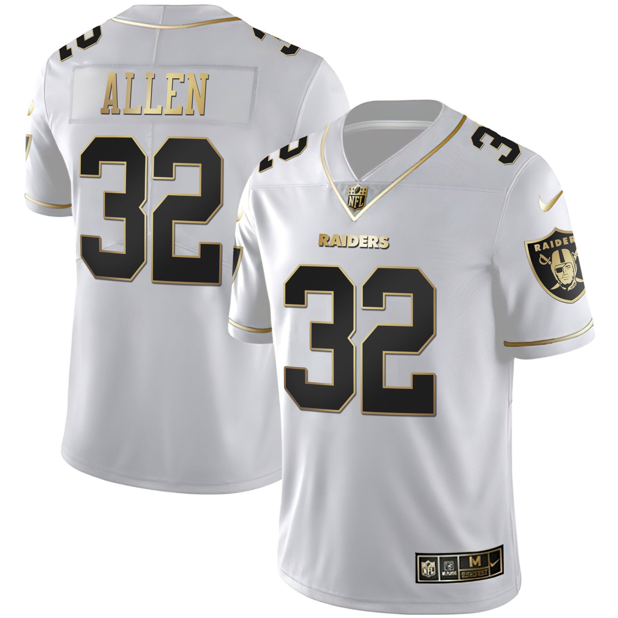 Marcus Allen Raiders White Gold & Black Gold Jersey - All Stitched