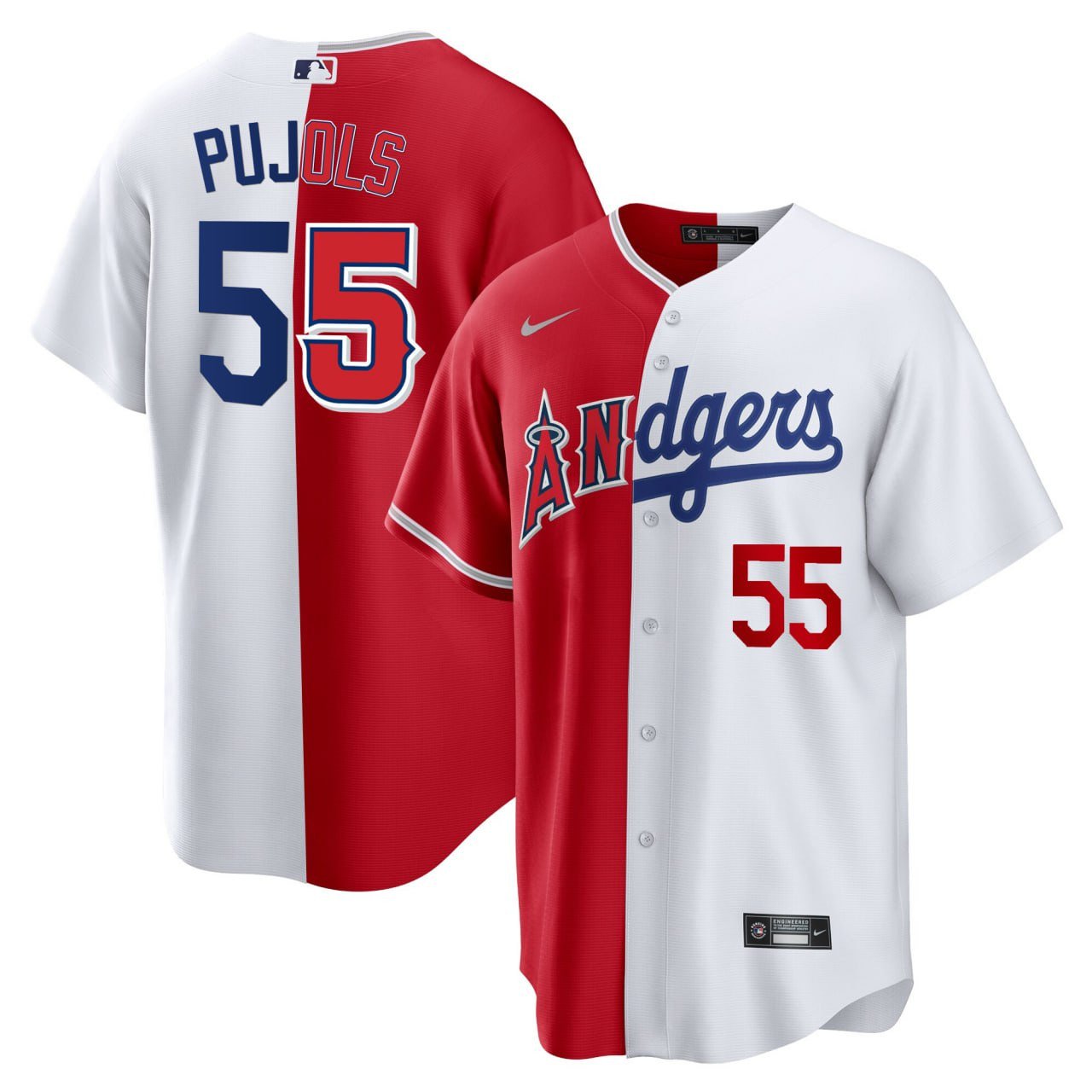 Albert Pujols Split Angels - Dodgers Cool Base Jersey - All Stitched