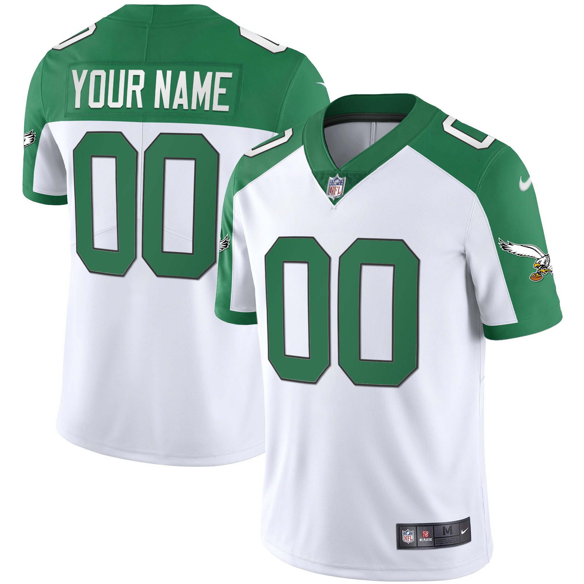 Eagles Alternate Kelly Green & Gold Custom Jersey - All Stitched