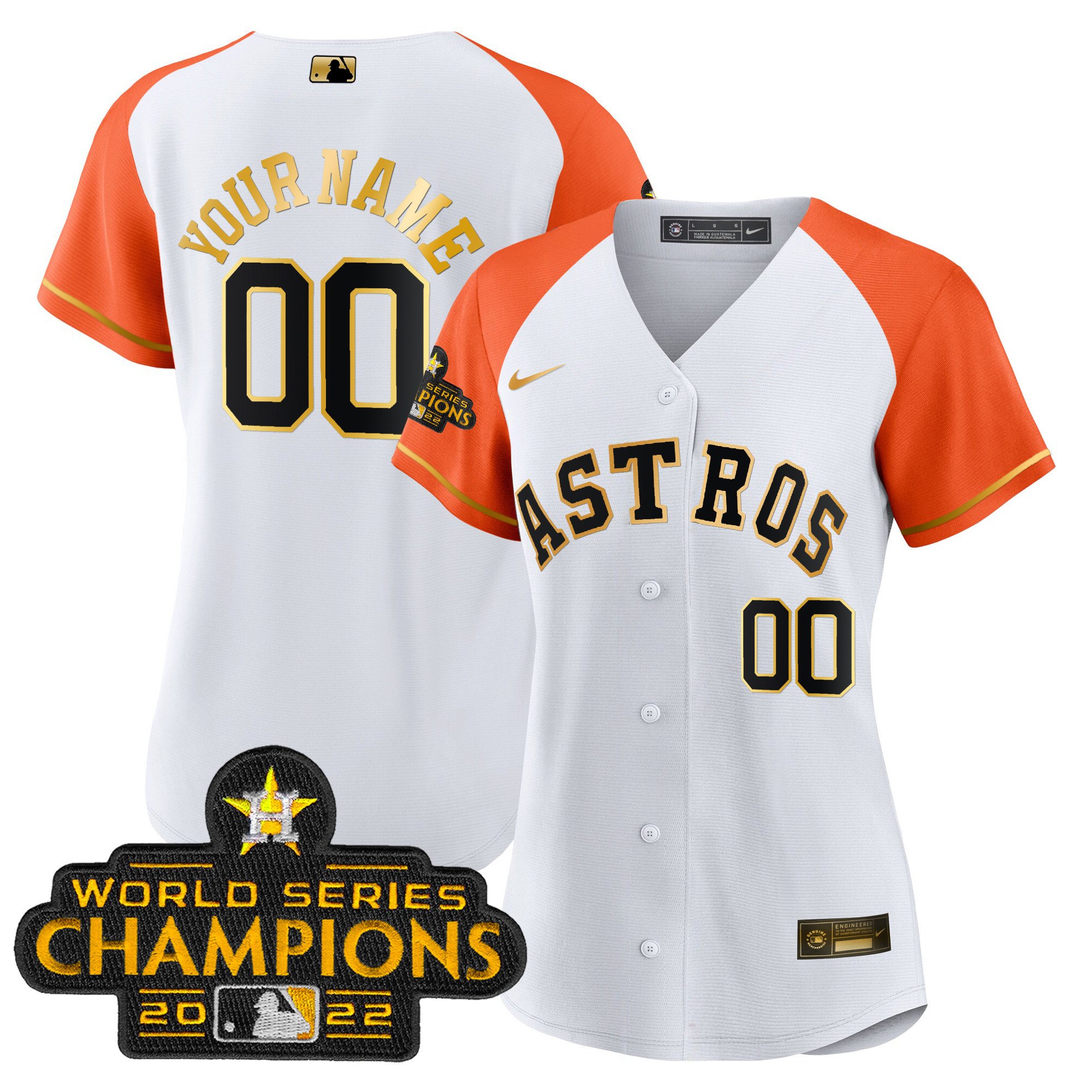 Astros 2023 Champions Orange Gold Custom Jersey - All Stitched