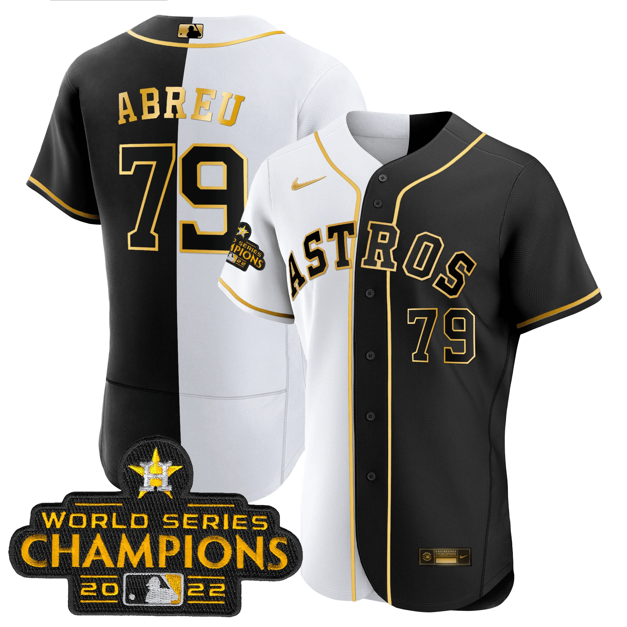Astros 2023 Flex Base Split Black & White Gold Jersey – All