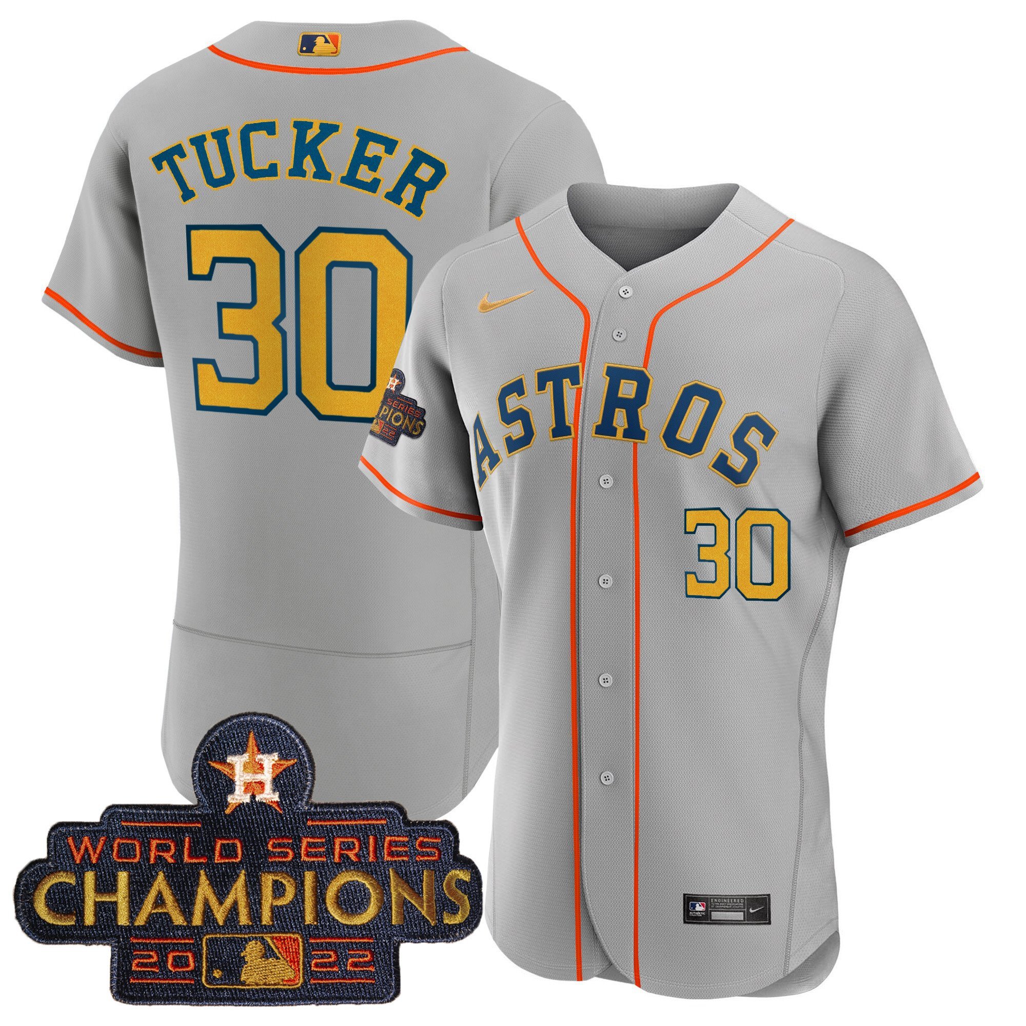 Astros 2023 World Series Orange Gold Jersey - All Stitched - Vgear