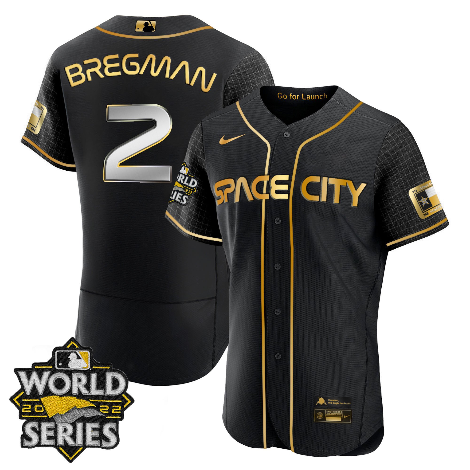 Men's Astros Space City Gold 2022 World Series Jersey - All Stitched - Vgear