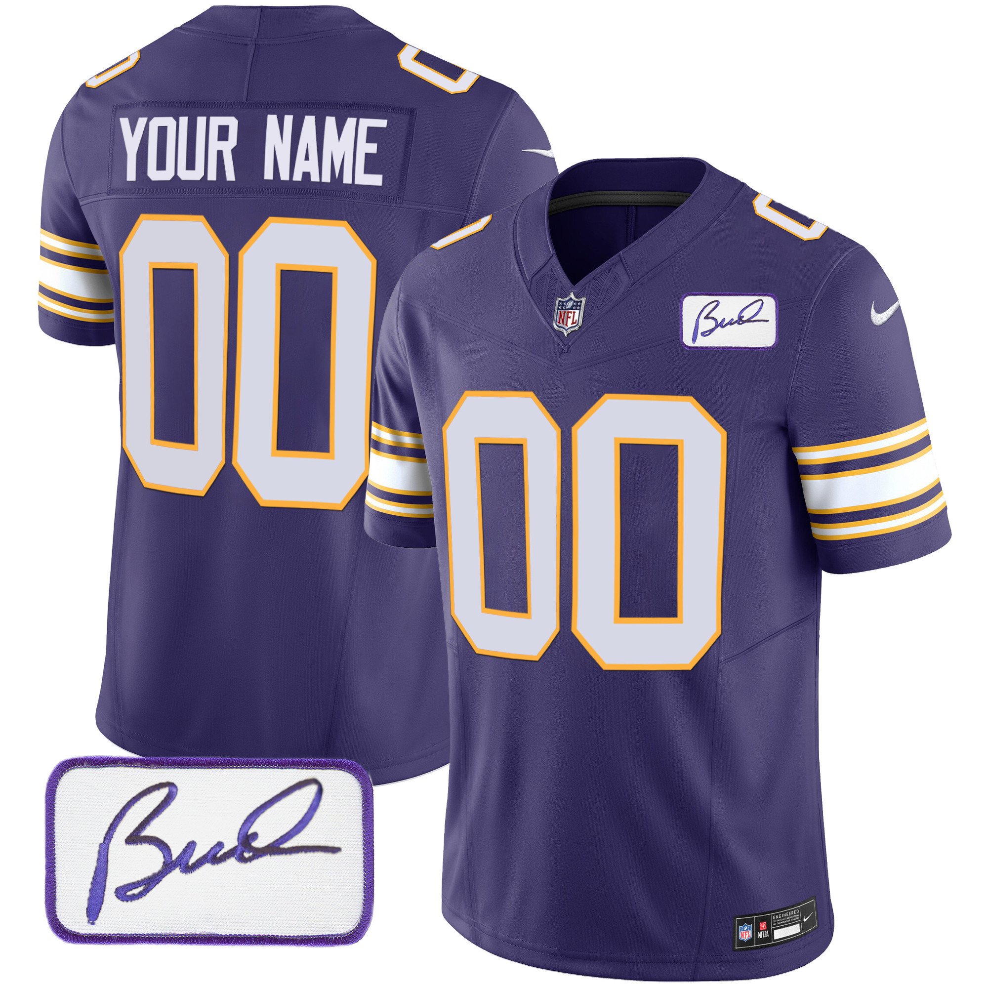 Vikings Bud Grant Patch Classic Limited Custom Jersey - All
