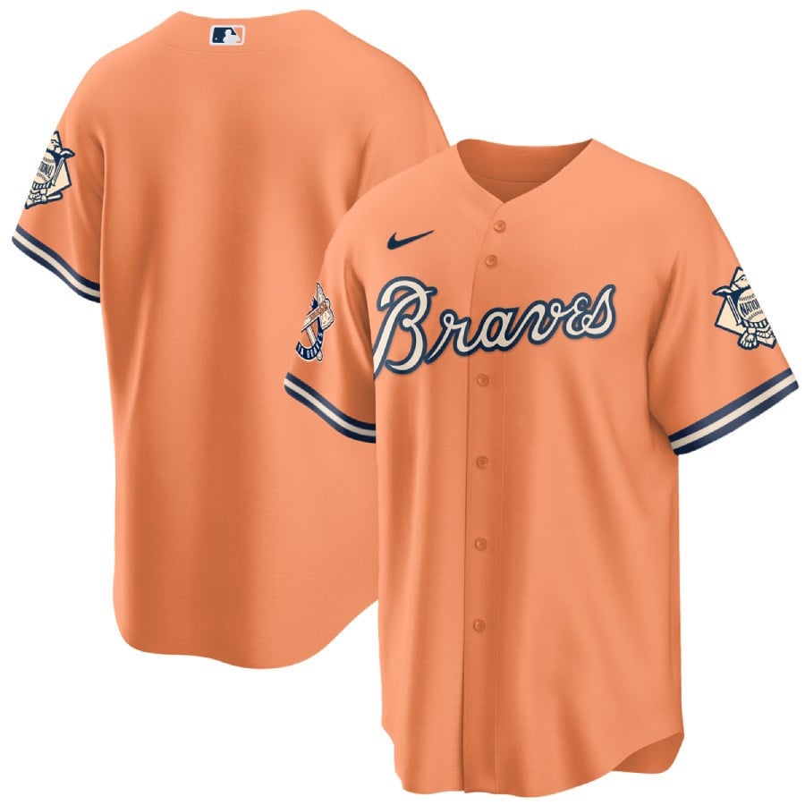 Men's Atlanta Braves Peaches n' Cream Jersey - All Stitched - Vgear