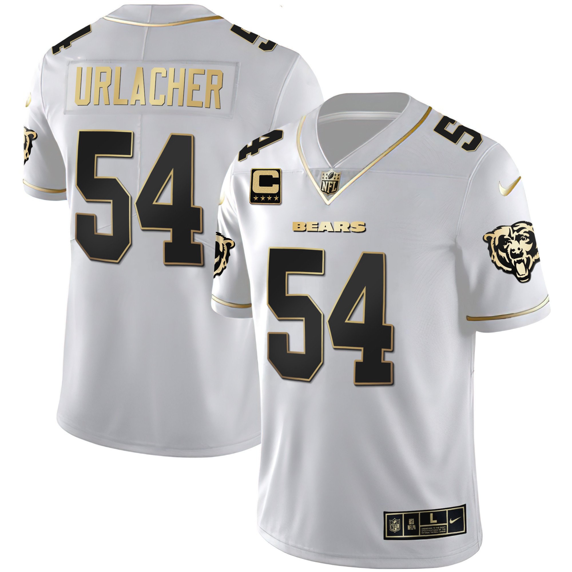 Men's Bears White Gold & Black Gold Jersey - All Stitched - Vgear