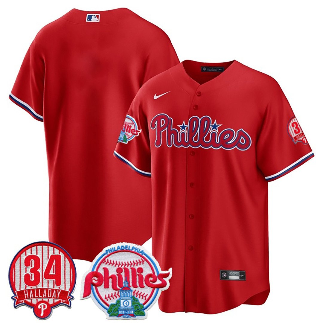 Men's Philadelphia Phillies Roy Halladay Patch #34 Cool Base Jersey – All  Stitched - Vgear