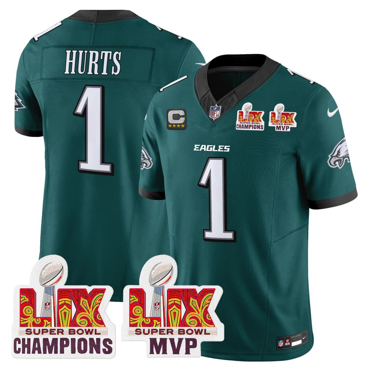 Jalen Hurts Philadelphia Eagles Super Bowl MVP Champions Jersey - All ...