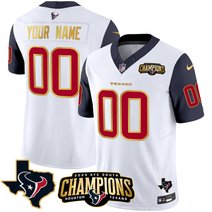 Houston Texans 2023 AFC South Champions Patch Gold Trim Vapor Custom Jersey - All Stitched
