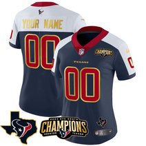 Houston Texans 2023 AFC South Champions Patch Gold Trim Vapor Custom Jersey - All Stitched