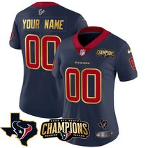 Houston Texans 2023 AFC South Champions Patch Gold Trim Vapor Custom Jersey - All Stitched