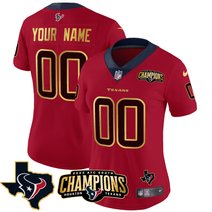 Houston Texans 2023 AFC South Champions Patch Gold Trim Vapor Custom Jersey - All Stitched