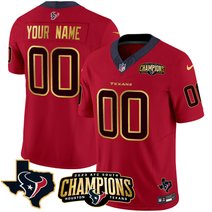 Houston Texans 2023 AFC South Champions Patch Gold Trim Vapor Custom Jersey - All Stitched