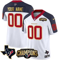 Houston Texans 2023 AFC South Champions Patch Gold Trim Vapor Custom Jersey - All Stitched