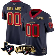 Houston Texans 2023 AFC South Champions Patch Gold Trim Vapor Custom Jersey - All Stitched