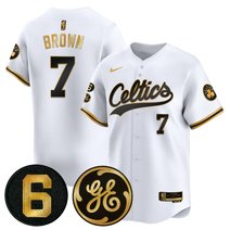 Men's Boston Celtics Bill Russell & John Havlicek Patch Baseball Jersey - All Stitched