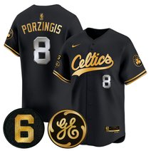 Men's Boston Celtics Bill Russell & John Havlicek Patch Baseball Jersey - All Stitched
