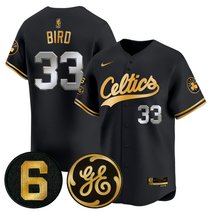 Men's Boston Celtics Bill Russell & John Havlicek Patch Baseball Jersey - All Stitched