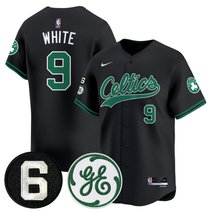 Men's Boston Celtics Bill Russell & John Havlicek Patch Baseball Jersey - All Stitched