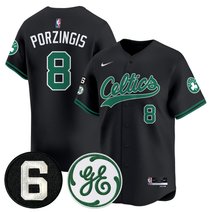 Men's Boston Celtics Bill Russell & John Havlicek Patch Baseball Jersey - All Stitched