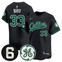 Men's Boston Celtics Bill Russell & John Havlicek Patch Baseball Jersey - All Stitched